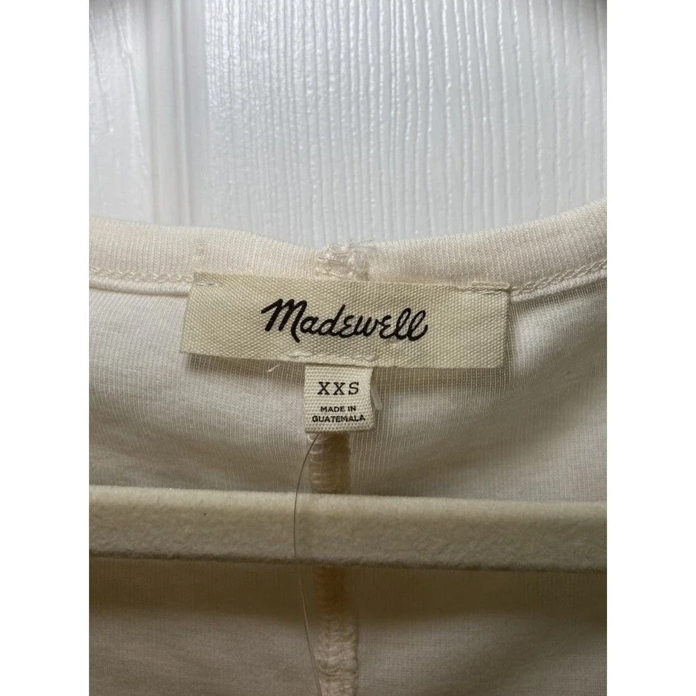 Madewell Off-white Ivory Cream Puff Shoulder T-shirt Elbow Length Sleeve XXS NWT